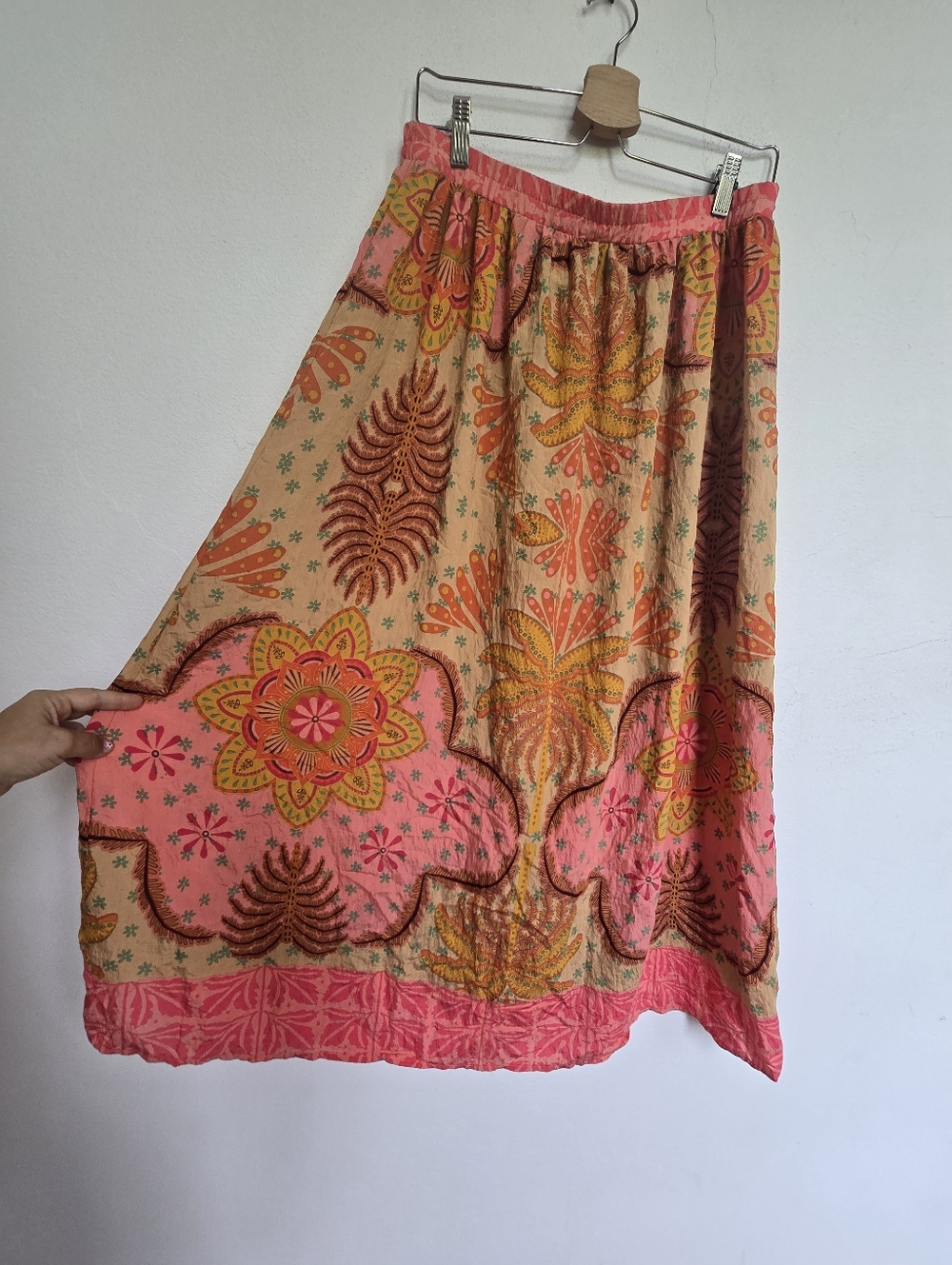 NWOT Calypso St Barth Boho Mandala Print Midi Skirt Coral Peach Size M - Picture 6 of 12
